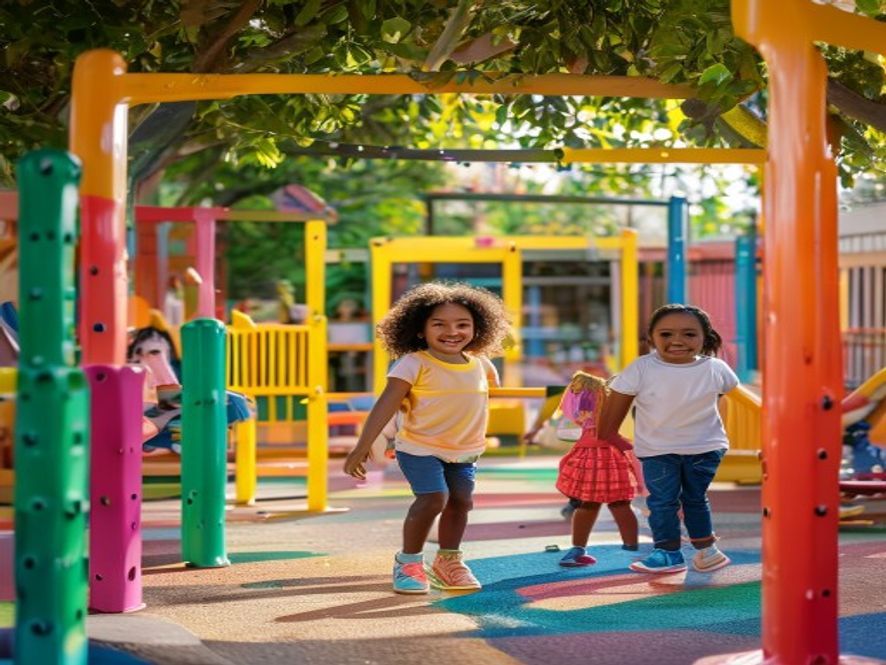 Playground colorido e seguro da escola